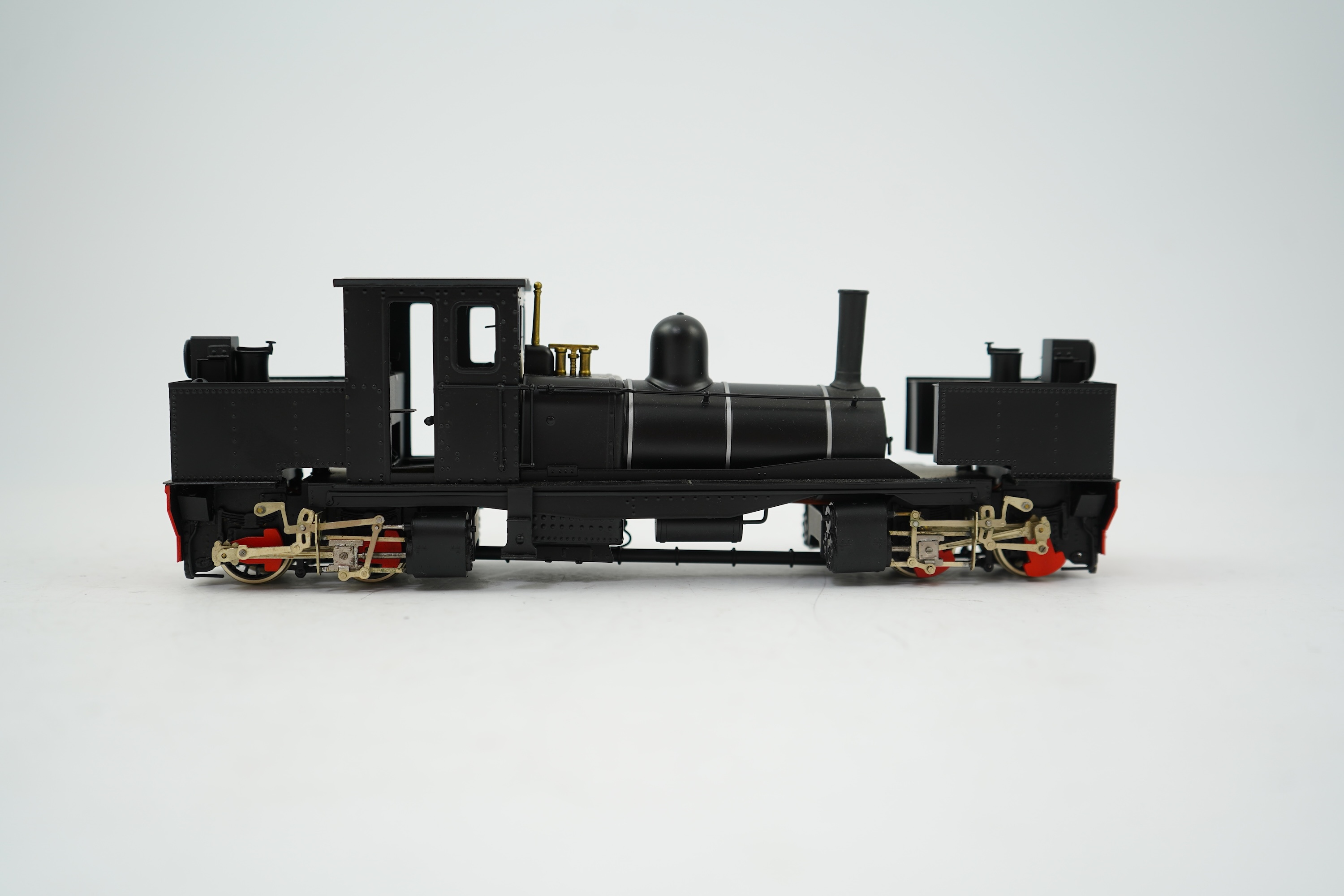 An On30 gauge (1:48 scale) 0-4-0+0-4-0 Garratt locomotive, a finely detailed model, of painted brass, etc. construction, running on 00 gauge track and powered for two rail operation